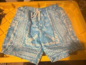 Manfinity VCAY Men's Blue Paisley Print Drawstring Waist Shorts